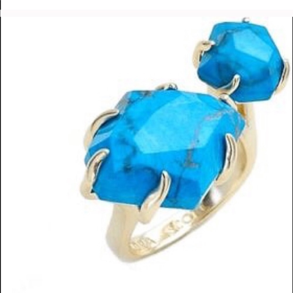 New Kendra Scott Kayla Howlite Turquoise gold ring